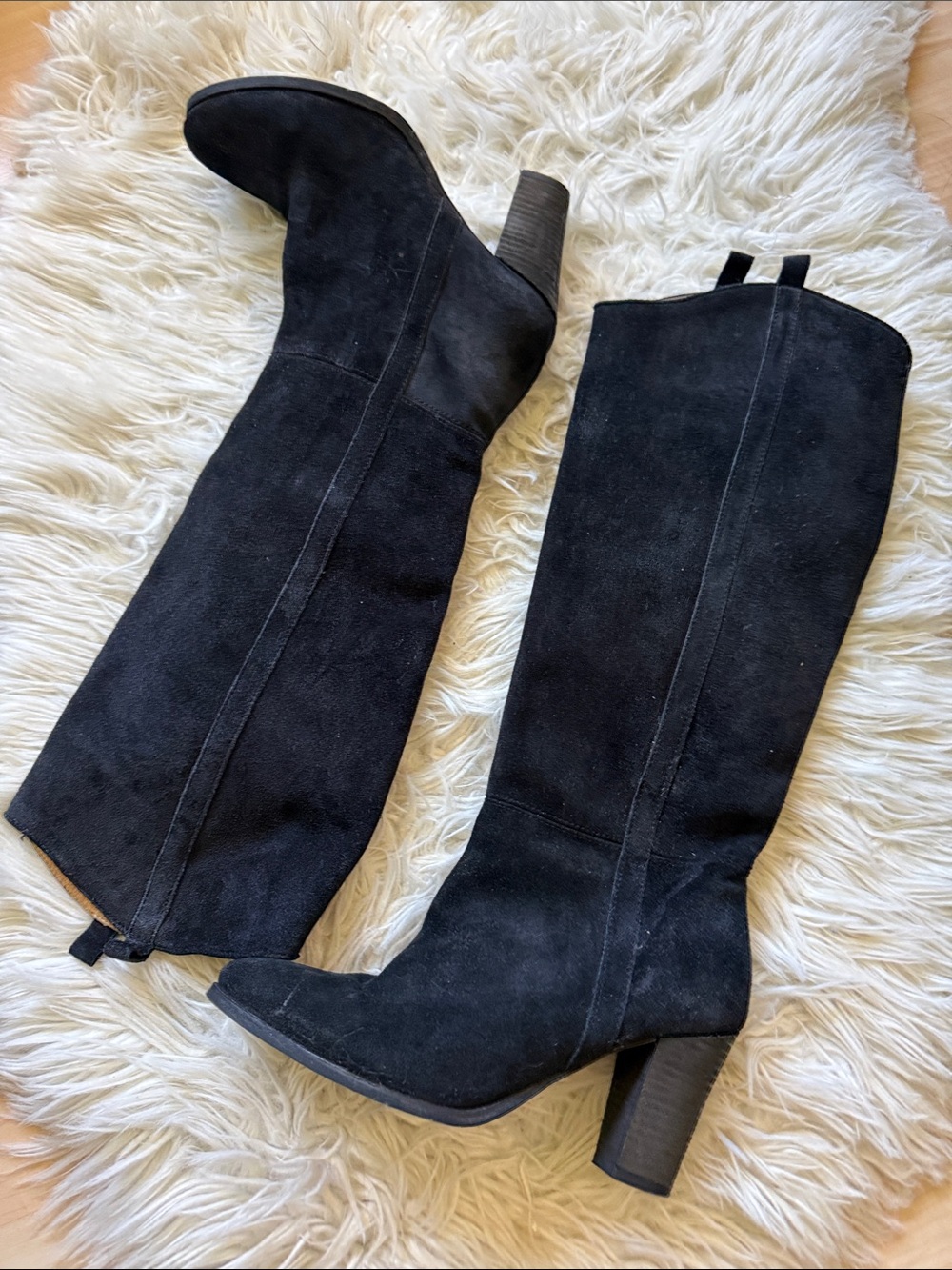 Boden Knee High Black Suede Boots 40 (9) - Picture 6 of 7
